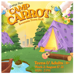a camp flyer with a tent in the background