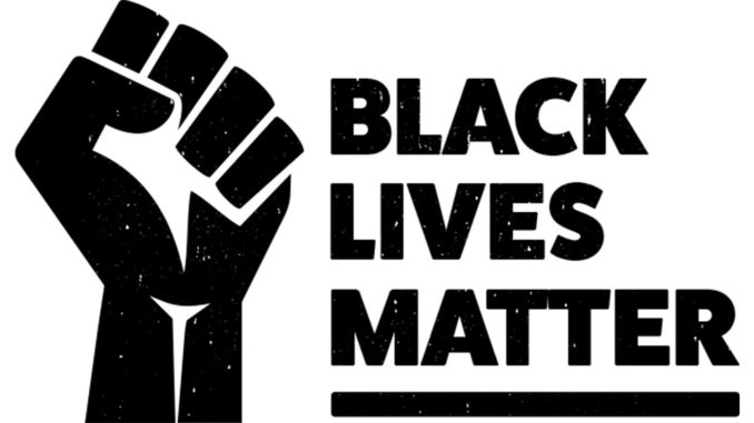 a black lives matter sticker on a white background