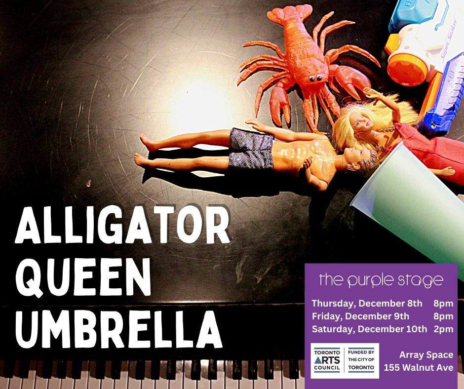 a poster for the alligator queen umbrella show