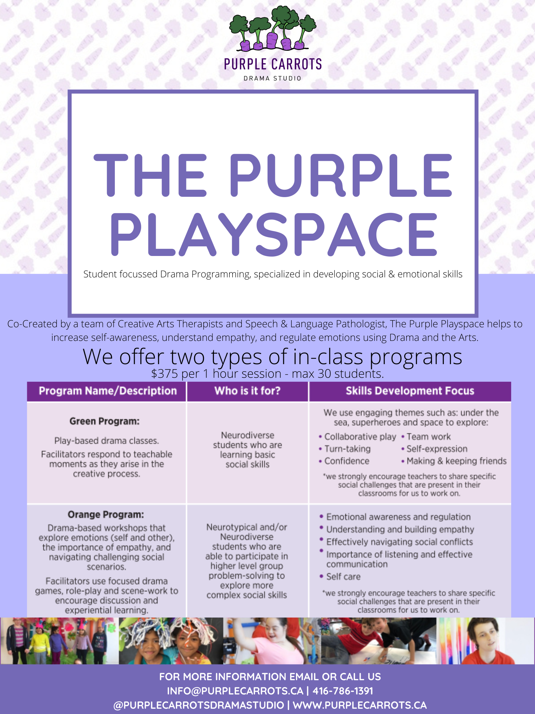 a photo of a poster for 'The Purple Playspace'