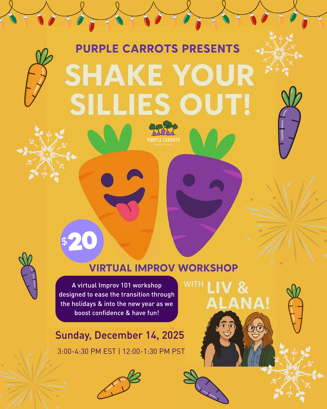 Shake Your Sillies Out: Holiday Edition! A Virtual Improv Workshop for Teens & Adults